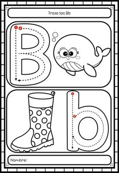 the letter b worksheet with an image of a fish and boots on it