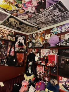 a room filled with lots of anime memorabilia