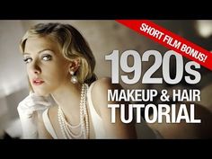 1920s makeup & hair tutorial-makeup WAY too much but hair is definitely doable 1920 Woman Hairstyle, 1920 Gatsby Makeup, Great Gatsby Headpiece Diy, 1920 Flapper Makeup, Gatsby Makeup Look, Gatsby Party Makeup, 1920 Makeup Gatsby, Great Gatsby Makeup And Hair, 20s Makeup Look