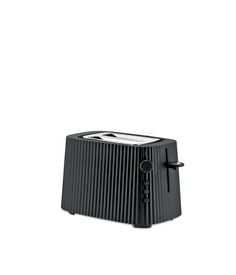 a black toaster sitting on top of a white table