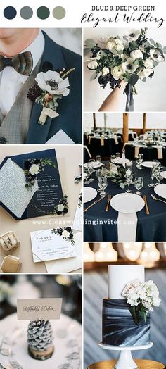 a collage of different wedding colors and details