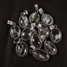 Natural White Crystal Pendants, AAA Crystal Pendants, Crystal Gemstone Pendants, Oval Shape & Mix Si Crystal Pendants, Gemstone Pendants, Necklace Pendants, Plate Necklace, Bezel Pendant, Jewelry Gemstone, White Crystal, Crystal Necklace Pendant, Shell Pendant