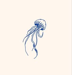 a drawing of a jellyfish in blue ink