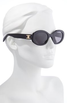 A sleek oval silhouette elevates Italian-made sunglasses fitted with scratch-resistant CR-39 lenses. 52mm lens width; 22mm bridge width; 145mm temple length 100% UV protection CR-39 lenses Acetate Made in Italy Sunglasses Cat Eye, Italian Sunglasses, Geometric Sunglasses, Celine Triomphe, Chic Sunglasses, Fall Wardrobe Essentials, Black Cat Eye Sunglasses, Stylish Glasses, Gucci Fashion