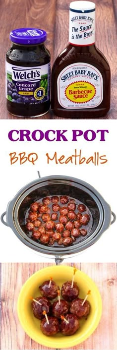 the crock pot bbq meatballs recipe is ready to be eaten and served