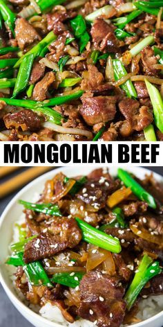 beef and asparagus stir fry in a white bowl