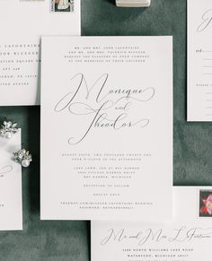 the wedding stationery is laid out and ready to be used as an additional piece of paper