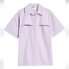 Topshop Lightweight Short Sleeve Cotton Button-Up Shirt Button Up Lightweight Cotton 100% Cotton Smart Spread Collar And Chest Pockets Short Sleeves Machine Wash, Line Dry Color Is Lilac See Pictures For Full Details Bundle And Save *Rttb-1 Purple Short Sleeve Shirt For Work, Trendy Cotton Short Sleeve Shirt With Button Closure, Purple Workwear Tops With Pockets, Purple Button Up Shirt, Purple Short Sleeve Work Shirt, Purple Short Sleeve Shirt With Buttons, Light Purple Button Up Shirt, Spring Lavender Button-up Shirt, Purple Button-up Top With Buttons