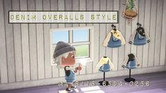 an animated character is standing in front of some clothes