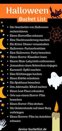 a halloween bucket list is shown in this image