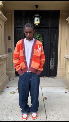 Photos  • Ootd  • Outfit inspo  • Mens fashion  • Streetwear   • Design  • Nike  • Street style  • Fall outfit  • Photoshoot   • Pose inspo Fall Outfit Photoshoot, Colorful Outfits Men, Mens Cardigan Outfit, Fall Outfits Men Streetwear, Fall Streetwear Outfits, Streetwear Winter Outfits, Pantalon Orange, Men With Style, Nike Street