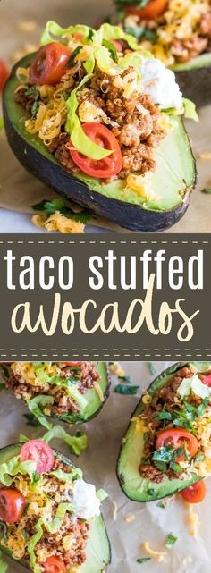 the taco stuffed avocados are ready to be eaten