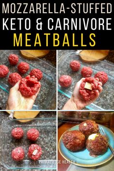 the process of making mozzarella - stuffed keto and carnivor meatballs