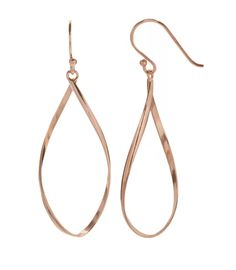 Tiana Collection Twist Teardrop Earrings. Luxury Rose Gold Teardrop Hoop Earrings, Classic Rose Gold Teardrop Hoop Earrings, Teardrop Earrings With Fish Hook, Elegant Teardrop Earrings With Fish Hook, Teardrop Fish Hook Earrings, Hypoallergenic Teardrop Hoop Earrings For Formal Occasions, Hypoallergenic Teardrop Hoop Earrings For Formal Events, Elegant Drop Earrings With Fish Hook, Elegant Dangle Earrings With Fish Hook