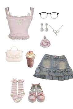 Pink Outfits Inspiration, Outfit Inspirations Coquette, 2000s Coquette Outfits, Coquette Fit Ideas, Lanacore Outfits, Cuqoutte Outfits, Real Coquette Outfit, Cotteque Outfits, Pink Coquette Clothes