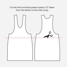 the front and back pattern pieces are drawn from the bottom of the side scoopp