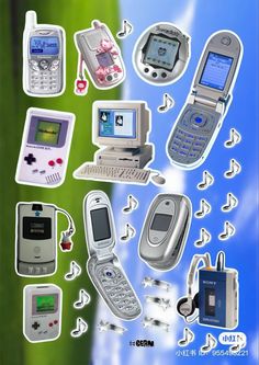 an image of many old cell phones and electronic devices in the same photo with text below