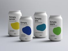 six cans of simply apple cider sitting side by side on a white surface with the same color as the bottles