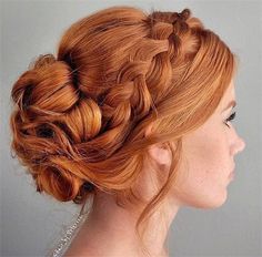 Hairstyles For Redheads, Redhead Hairstyles, Penteado Cabelo Curto, Prom Hairstyles, Braided Updo, Modern Salon