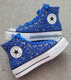 Authentic All Star High Top Converse -these high top platform converse are the perfect shoes for that special day/night occasion. From birthday parties, weddings, photoshoots, quinceaneras' and everything in between, these blinged out converse are a must. ❌️ DISCLAIMER ❌️ ❗️ PLEASE BE ADVISED, IF YOU WANT TO ADD/OR CHANGE SOMETHING ON THE LISTING ABOVE, THAT WILL BE AN ADDITIONAL FEE OF $40 +. ❌️PLEASE MAKE SURE TO ORDER THE RIGHT SIZE AS NO RETURNS, NO EXCHANGES OR RE-MAKES ARE GIVEN. ❌️ALL SAL Blinged Shoes, Decorated Converse, High Top Platform Converse, Bedazzled Converse, Sparkly Converse, Star Wars Shoes, Converse Tennis Shoes, Bedazzled Shoes, Bling Converse