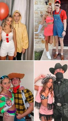 four different people dressed up in costumes