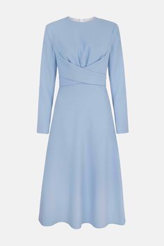 Elta Baby-Blue Wrap-Effect Double Crepe Dress Emilia Wickstead Dress, Kate Middleton Dress, Kate Dress, Baby Blue Dresses, Emilia Wickstead, Yellow Midi Dress, Timeless Wardrobe, Wardrobe Classic, Timeless Wardrobe Staples