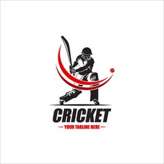 Cricket Player Logo Design Inside a Shape of Ring