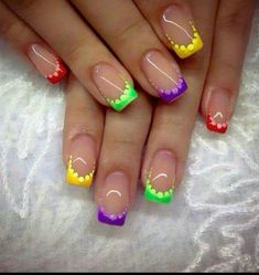 Nails Chrome Tips, Wicked Nails, Chrome Tips, Nails Chrome, Nails Yellow, Colorful French, French Nail Designs