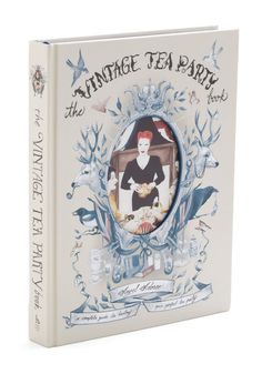 a book with an image of a woman sitting in a chair and the title, vintage tea party