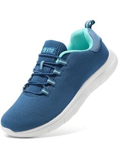 [Breathable Upper]: soft athletic mesh material provided enhanced breathability and ventilation, keep your feet cool all day
[Slide on Quickly]: slip-on closure with bungee-laced front, which make these womens trainers more easy to put on and take off
[Removable Insole]: cushioned memory foam feel like you are walking on air. arch support design of these ladies trainers can reduce the pressure on the heel and ball of the foot for those who are suffering plantar fasciitis, bunion, backache, knee Elastic Lace-up Running Shoes For Light Exercise, Casual Mesh Slip-on Sneakers With Elastic Laces, Casual Breathable Running Shoes For Light Exercise, Breathable Mesh Walking Shoes For Light Exercise, Casual Blue Running Shoes With Ventilation, Lace-up Sneakers With Slip-resistant Breathable Fabric, Slip-resistant Lace-up Sneakers With Breathable Fabric, Comfortable Lace-up Running Shoes With Ventilation, Blue Lace-up Sneakers With Breathable Mesh