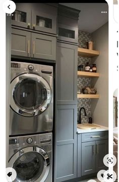 the app is showing an image of a washer and dryer in a kitchen