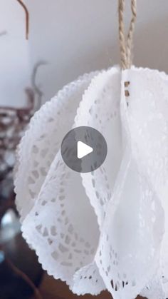 a video demonstrating how to make crochet doily lampshades with yarn