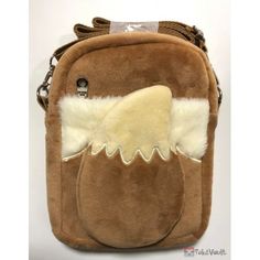 a brown bag with white fur on it