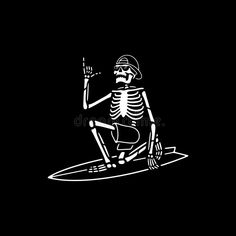 a skeleton sitting on top of a surfboard in the dark royalty images and illustrations