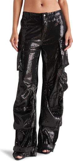 Steve Madden Duo Sequin Straight Leg Cargo Pants | Nordstrom Sequin Pant, Leather Joggers, Sequin Pants, Sequin Mini Skirts, Cargo Pants Women, Cargo Pant, Pants Black, Casual Wardrobe, Everyday Look