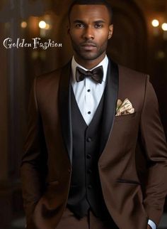 This is a Classy 3 Piece Suit by GoldenfashionStore /crafted from high quality fabric and imported materials. Our products are handcrafted by experienced tailors who make sure the that the stitching is precise, lining is proper and the overall product is sturdy enough to not go out of shape for more than a few years. Also all our products have extra margins in their length, sleeves, sides so it's easily alterable if your size changes after some time. To see more available colours and designs in Brown Tux, Brown Groomsmen, Brown Suits For Men, Brown Wedding Themes, Brown Tuxedo, Tuxedo Suit For Men, Suit For Men Wedding, Formal Attire For Men, Wedding Tux