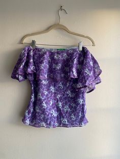 Off-the-shoulder Purple Floral Vintage Tibi Summer Shift - Etsy Womens Blouses, Shoulder Shirts, Floral Vintage, Purple Floral, Flower Print, Flower Prints, Womens Clothing Tops, Off The Shoulder, Violet