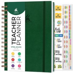 the teacher planner is open and next to it's contents