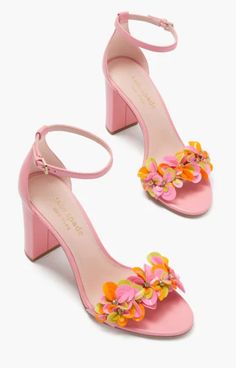 Pink Shoes Heels, Kate Spade Heels, Flower Heels, Handmade Fabric Bags, Shoe Inspo, Fabulous Shoes, Pink Shoes, Women's Handbags, Colourful Outfits