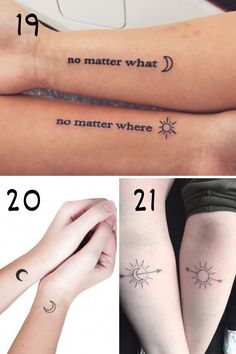 three different tattoos on both arms and legs with the words no matter what to do