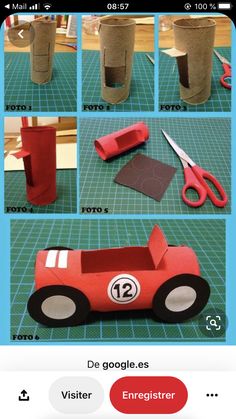 instructions to make a paper car out of toilet paper