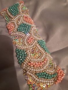 the beaded bracelet is made with beads