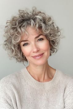 34 Ultra-Chic Short Curly Hairstyles for Women Over 50 in 2024 – CreativeBooster Best Short Curly Hairstyles, Short White Curly Hair, Curly Mohawk Hairstyles For Women, Short Hairstyle Women Curly, Curly Bobs For Older Women, Short Curly Cuts, Short Permed Hair, Short Layered Bob Haircuts