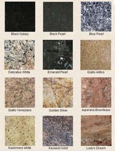 the different types of granites and their names are shown in this chart, which shows them