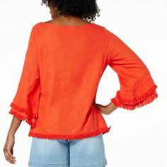 Colleen Lopez Raglan Sleeve Top with Frayed Detail   This not-so-basic top from Colleen Lopez is sure to turn heads. The frayed detail adds outstanding style that goes from workday to weekend with ease. Solid Stretch Tops For Vacation, Casual Beach Tops For Fall, Frayed Hem Top For Fall Day Out, Red Cotton Spring Tops, Spring Red Cotton Top, Red Cotton Top For Spring, Trendy Summer Top With Frayed Hem, Trendy Top With Frayed Hem For Summer, Trendy Tops With Frayed Hem For Day Out