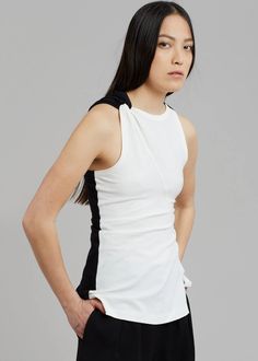 JW Anderson Twisted Split Hem Tank - Off White – The Frankie Shop The Frankie Shop, Frankie Shop, Jw Anderson, Female Model, Split Hem, Asymmetric Hem, Logo Embroidered, White Cotton, Split