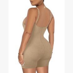 Khaki Spaghetti Straps Sportswear Romper Solid Sporty Shapewear For Sports, Sporty Solid Shapewear For Sports, Sporty Shapewear For Sports, Sporty Shaping Activewear For Sports, Sporty Shaping Shapewear For Sports, Jumpsuit Romper, Spaghetti Strap, Spaghetti, Jumpsuit