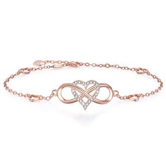 PRICES MAY VARY. Design Inspiration: BlingGem rose gold infinity heart anklet represents the everlasting love and true love will last forever. Heart sign is the symbol of love and romantic, when it comes together the infinity sign, this design make the meanings more powerful and beautiful. As an ankle bracelets, heart infinity design makes a gifts for someone special, someone who you have gone through the hard time and happy time with, to express your unbreakable, strong bond. Rose Gold Anklets Summer Gifts For Women, Bracelets Heart, Heart Ankle Bracelet, Rose Gold Anklet, Vacation Jewelry, Silver Ankle Bracelet, Foot Chain, Anklets For Women, Heart Anklet