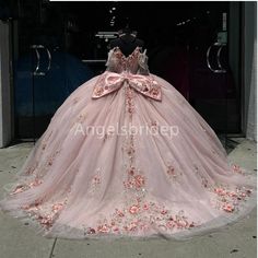 Angelsbride Luxury Mexican Pink Princess Ball Gown 15 Year Old Quinceanera Dresses With Bow Brithday Quincera Dresses, White Quinceanera Dresses, Dresses With Bow, Quince Dresses Mexican, Pretty Quinceanera Dresses, Quince Ideas, Princess Ball Gowns, Quince Dresses, Pink Princess