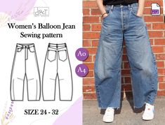 women's balloon jean sewing pattern size 24 - 32